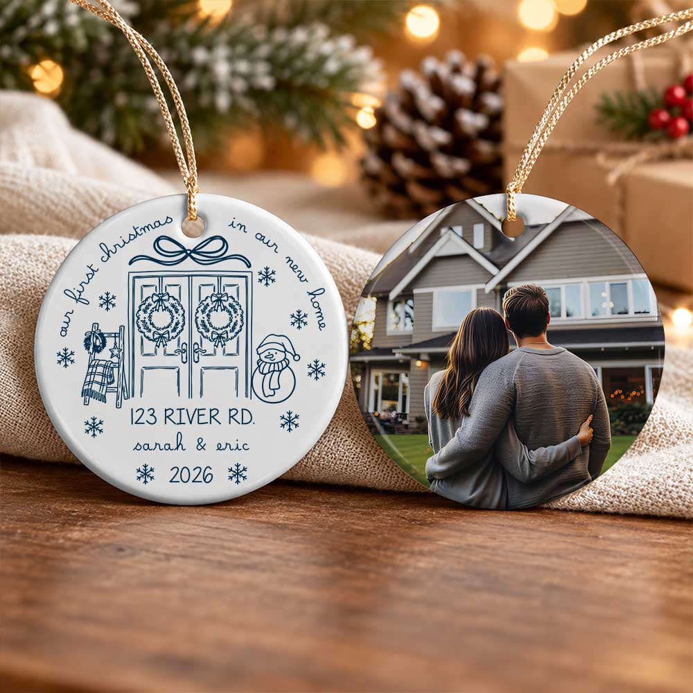 Personalized Ceramic Ornament - Custom Photo First Christmas in Our New Home - Christmas Keepsake 2026