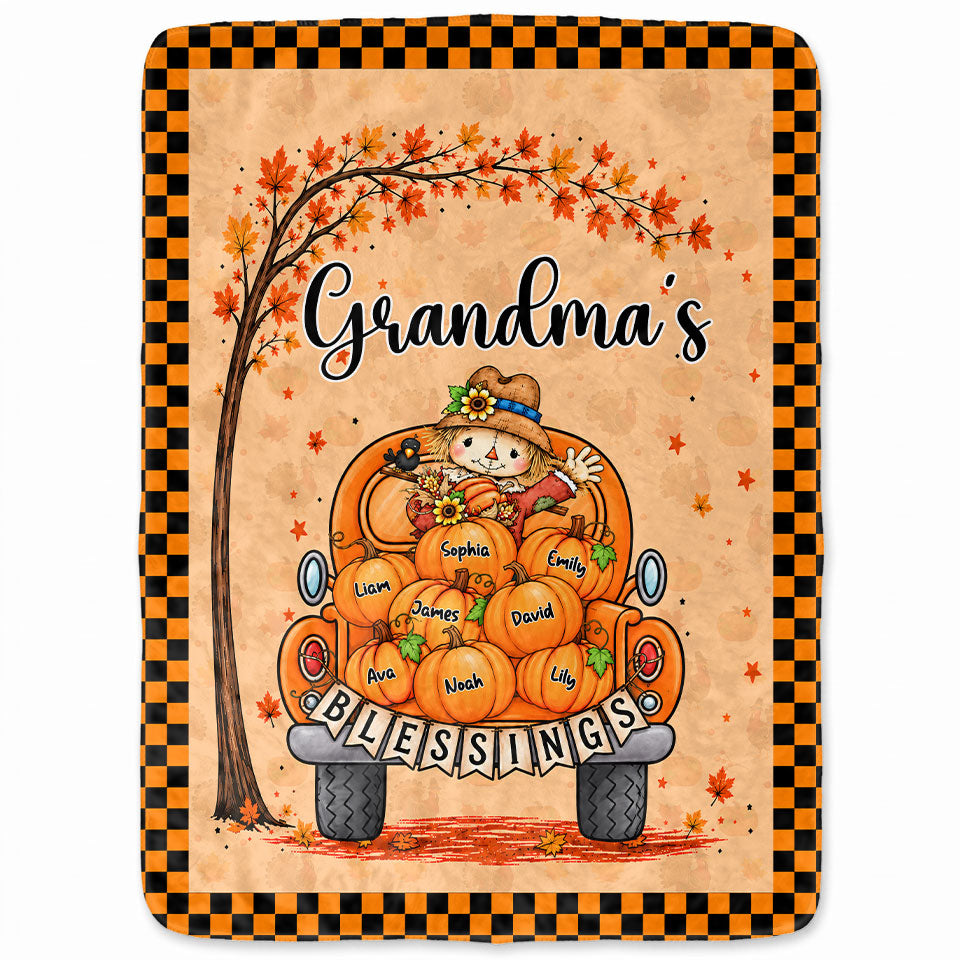 Personalized Thanksgiving Blanket - Grandma's Blessings - Thanksgiving Gift for Grandma, Mom