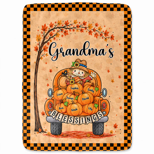 Personalized Thanksgiving Blanket - Grandma's Blessings - Thanksgiving Gift for Grandma, Mom