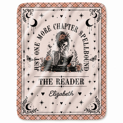 Personalized Halloween Blanket for Book Lovers - Custom Name Reading Skeleton Blanket - Gothic Reader Throw - Spooky Bookish Gift