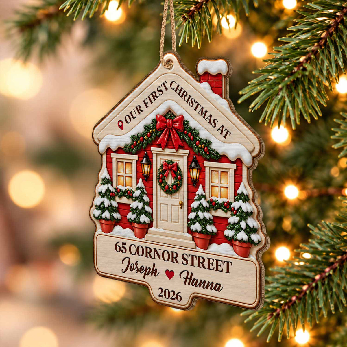 Personalized Custom Shape Wood Ornament - First Christmas at Our New Home Ornament - Christmas Keepsake 2026