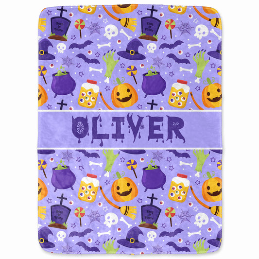 Personalized Halloween Blanket - Custom Name Throw Blanket - Spooky Halloween Decor, Cozy Gift for Kids & Adults