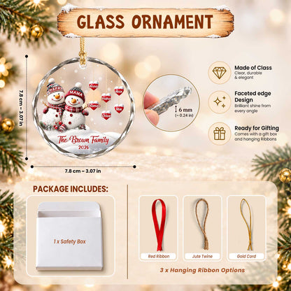 Personalized Gift Family Christmas Ornament 2026, Custom Name Glass Ornament Christmas Tree, Gift For Family