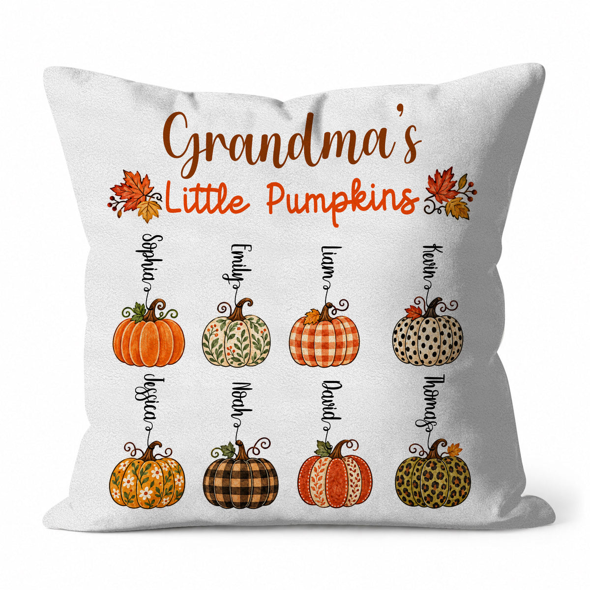 Personalized Thanksgiving Pillow - Grandma's Little Pumpkins Pillow - Custom Gift for Grandma, Mom