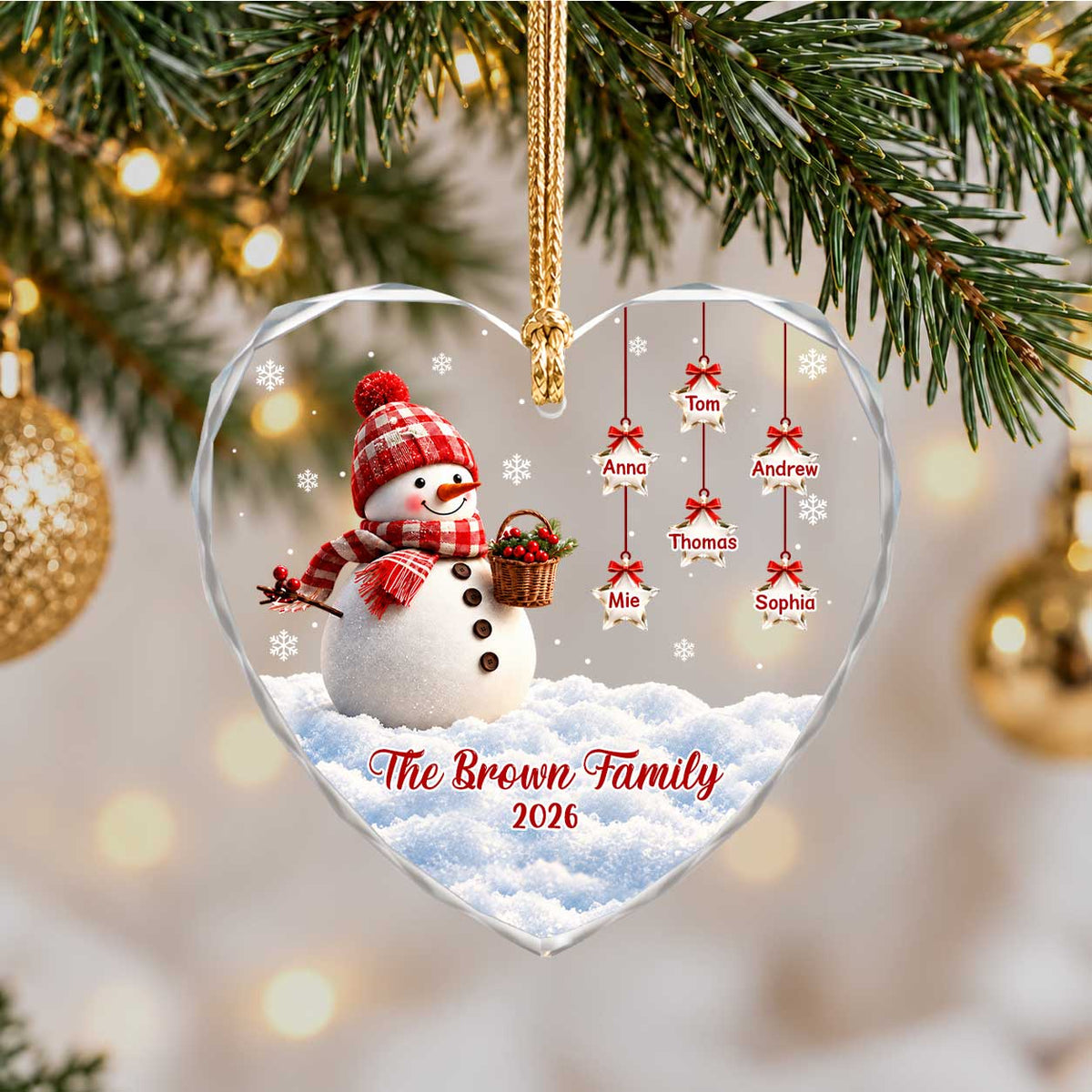 Personalized Gift Family Christmas Ornament 2026, Custom Name Glass Ornament Christmas Tree, Gift For Family