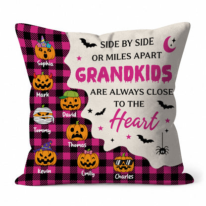 Personalized Halloween Pillow - Custom Grandkids Name Pumpkin Throw Pillow - Halloween Home Decor Gift for Grandma, Grandpa