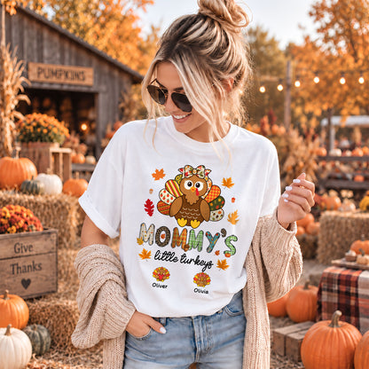 Personalized Thanksgiving Shirt - Grandma's Little Turkeys Shirt - Gift for Grandma, Mom