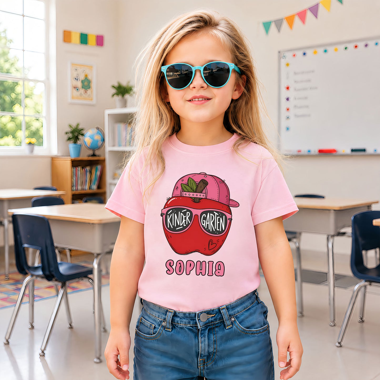 Apple School Shirt - Custom Kid Name & Grade T-shirt - First Day of School Gift for Boys & Girls