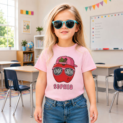 Apple School Shirt - Custom Kid Name & Grade T-shirt - First Day of School Gift for Boys & Girls