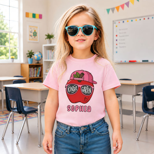 Apple School Shirt - Custom Kid Name & Grade T-shirt - First Day of School Gift for Boys & Girls