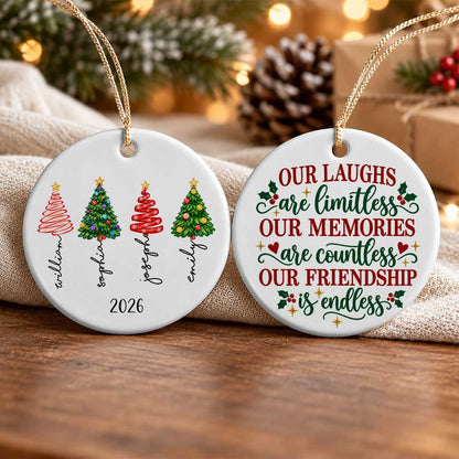 Personalized Ceramic Ornament - Custom Friends Christmas Tree Ornament 2026 - Gift for Besties, Coworkers