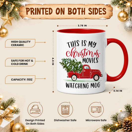 Christmas Movie Mug, Red Truck Christmas Tree Coffee Mug, Holiday Gift for Family