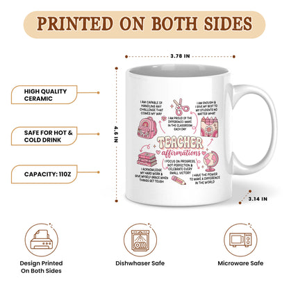 Teacher Affirmations Mug - Personalized Teacher Coffee Mug - Motivation Gift for Teachers