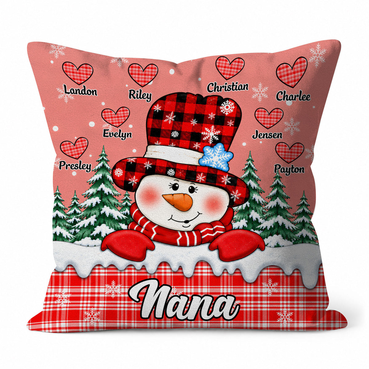 Personalized Christmas Pillow - Snowman Grandma Throw Pillow - Christmas Gift for Grandma, Mom