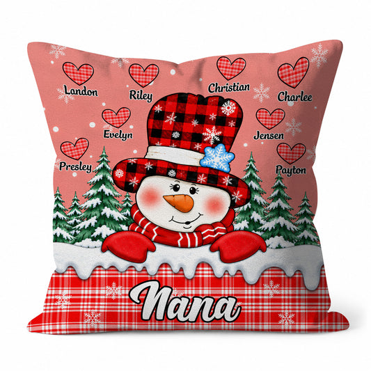 Personalized Christmas Pillow - Snowman Grandma Throw Pillow - Christmas Gift for Grandma, Mom