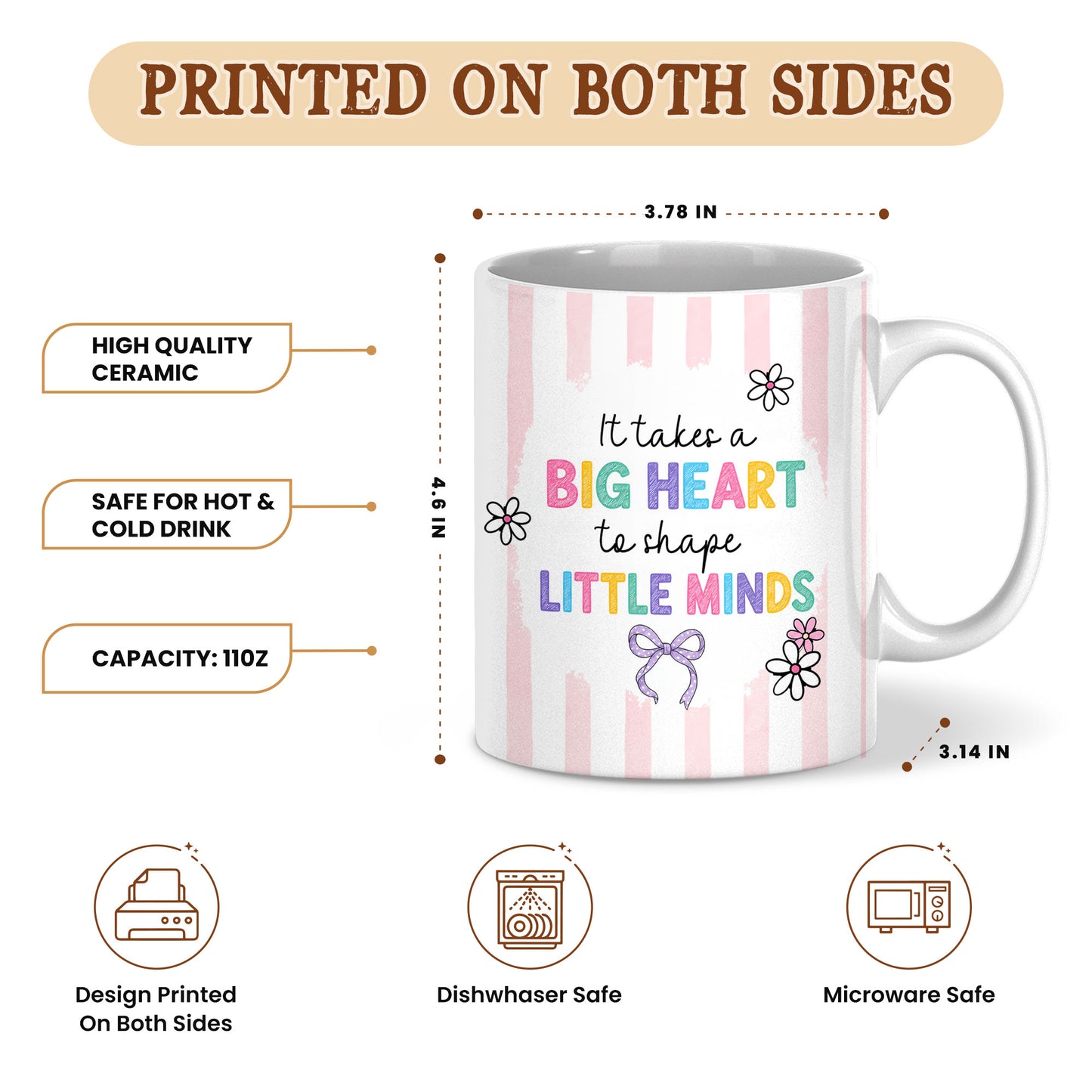 Back to School Personalized Teacher Mug, Custom Name Coffee Mug, Teacher Appreciation Gift for Preschool, Kindergarten & Elementary Teachers
