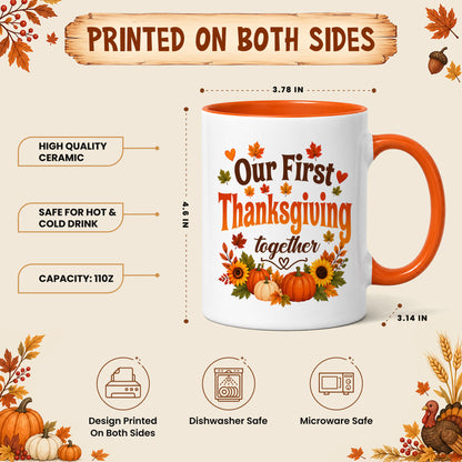 Personalized Thanksgiving Accent Mug – Our First Thanksgiving Together Mug - New Family Thanksgiving Gift