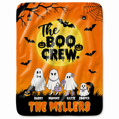 Personalized Halloween Blanket for Family - Custom Name Boo Crew Throw Blanket - Ghost Family Pumpkin Blanket - Spooky Halloween Home Decor - Family Gift