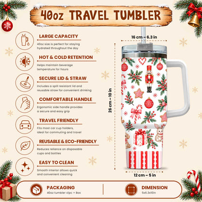 Personalized Nutcracker Ballet Tumbler 40oz, Custom Name Ballerina Cup, Christmas Gift for Girls
