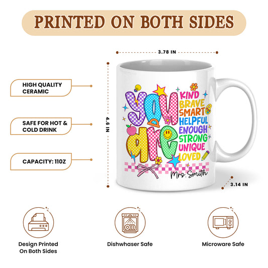 Personalized Teacher Coffee Mug, Custom You Can Do It Mug with Name, Back to School Gift, First Day of School, Teacher Appreciation Cup