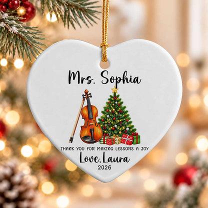 Personalized Music Teacher Christmas Ornament - Custom Violin Teacher Thank You Gift - Christmas Gift 2026