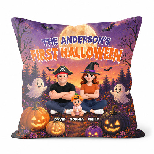 Personalized Halloween Family Pillow - Custom Family Name Pillow - First Halloween of New Family Gift