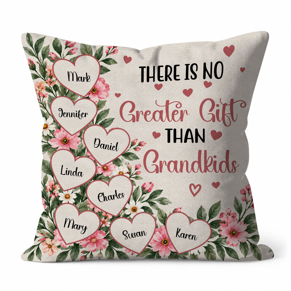 Personalized Grandma Pillow - There is No Greater Gift than Grandkids - Custom Family Gift