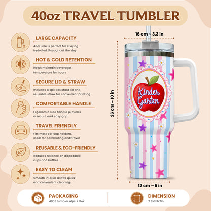 Personalized Teacher Tumbler with Handle - Custom Teacher Name & Grade Level To Go Cup - Teacher Appreciation Gift