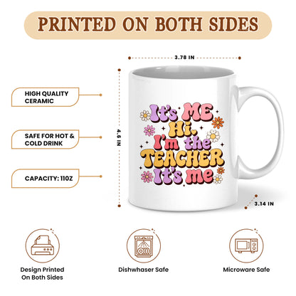Retro Groovy Teacher Mug - It's Me I'm The Teacher - Personalized Gift for Teacher, Back To School 2026