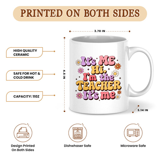 Retro Groovy Teacher Mug - It's Me I'm The Teacher - Personalized Gift for Teacher, Back To School 2026