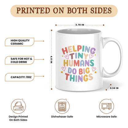 Personalized Teacher Mug - Helping Tiny Humans Do Big Things - Colorful Teacher Mug, Appreciation Gift for Teachers