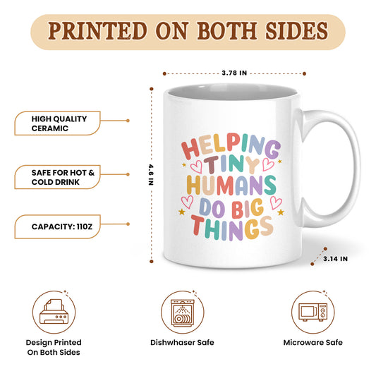 Personalized Teacher Mug - Helping Tiny Humans Do Big Things - Colorful Teacher Mug, Appreciation Gift for Teachers