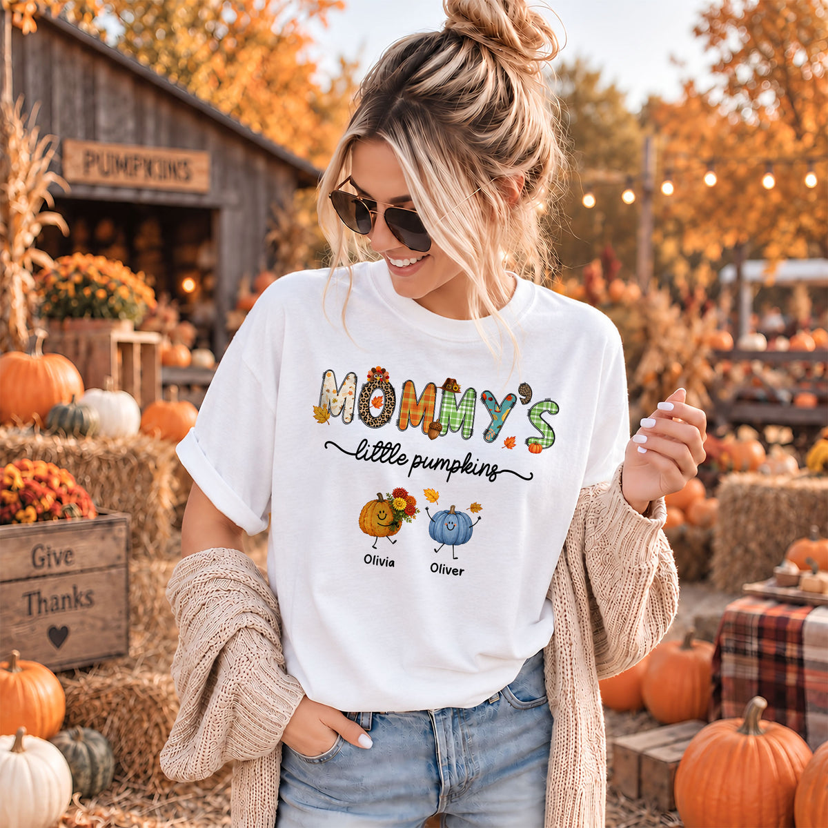 Personalized Thanksgiving Shirt - Grandma's Little Pumpkins Shirt - Gift for Grandma, Mom