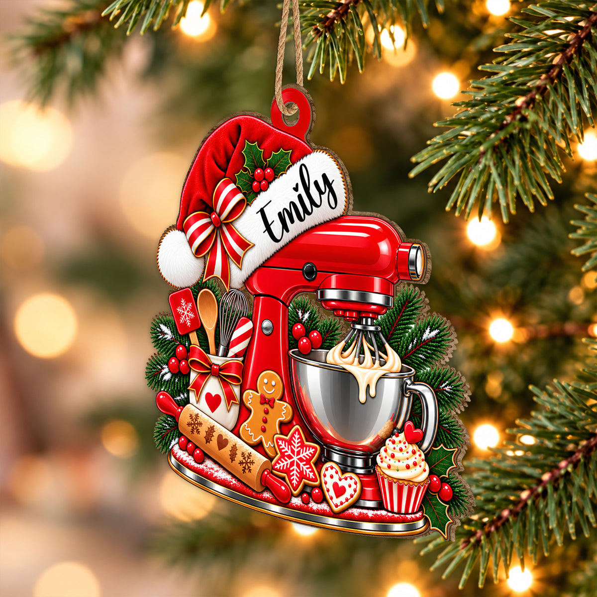 Personalized Custom Shape Wood Ornament - Baking Mixer Christmas Ornament - Gift for Baking Lovers