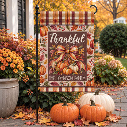 Personalized Thanksgiving Garden Flag - Custom Family Name Christian Flag - Thanksgiving Decor Gift