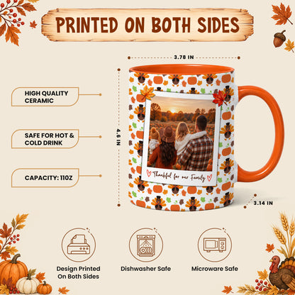 Personalized Thanksgiving Mug - Custom Photo & Message Accent Mug - Family Thanksgiving Gift
