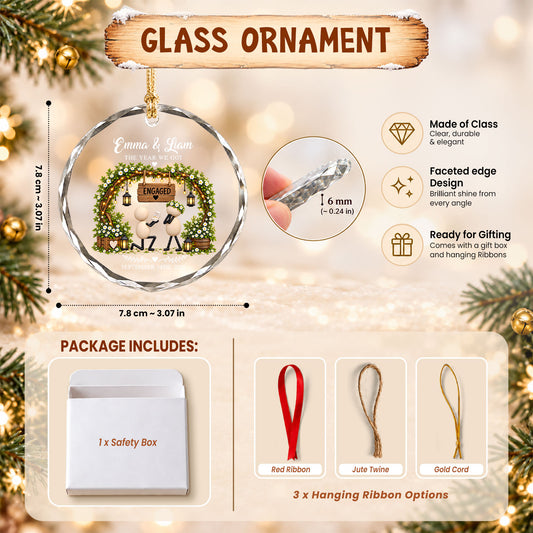Personalized Gift Engagement Glass Ornament, Custom Couple Names Christmas, Engaged 2026 Christmas Gift For Couple