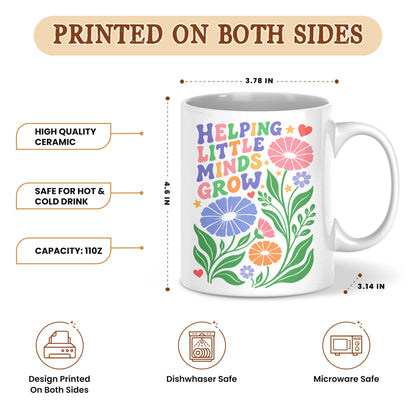 Boho Floral Teacher Mug - Helping Little Minds Grow - Personalized Teacher Coffee Mug - Teacher Appreciation Gift