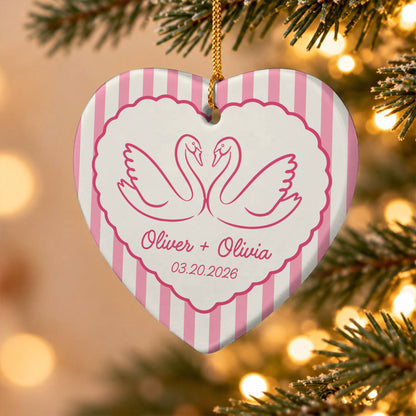 Personalized Ceramic Ornament - Our First Christmas Married - Custom Newlywed Wedding Date Keepsake Gift