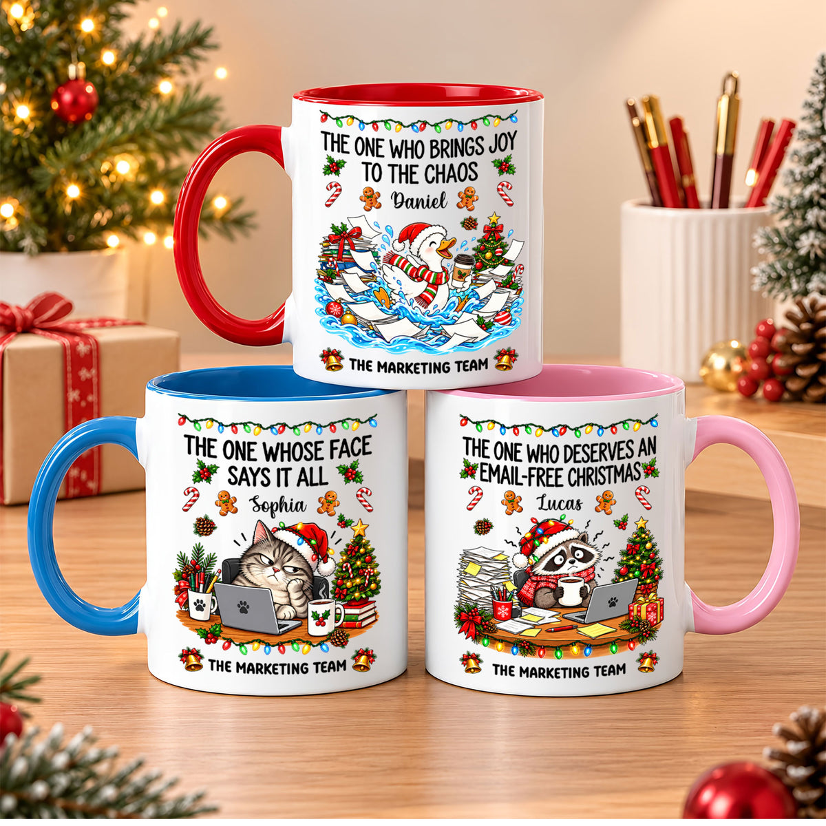 Personalized Christmas Mug for Coworkers - Custom Name Funny Office Coffee Cup - Christmas Gift for Coworkers, Colleagues