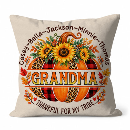 Personalized Thanksgiving Pillow - Thankful for My Tribe - Fall Gift for Grandma, Mom