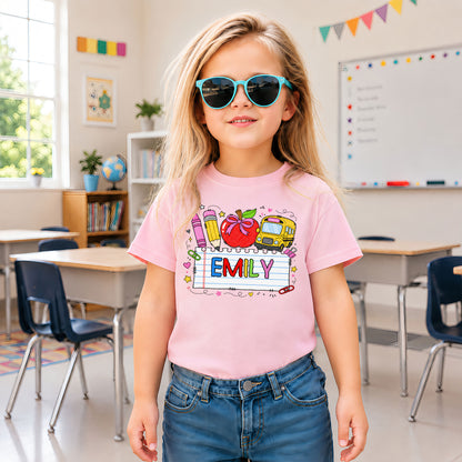 Personalized Back to School Shirt - Custom Name Kids T-Shirt - First Day of School Outfit for Boys & Girls