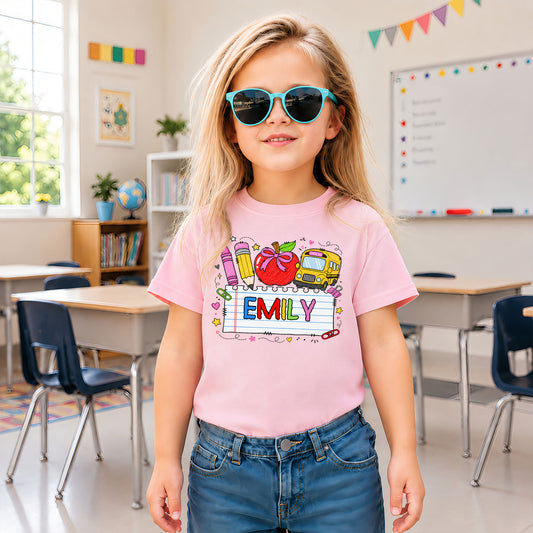 Personalized Back to School Shirt - Custom Name Kids T-Shirt - First Day of School Outfit for Boys & Girls