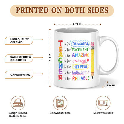 Crayon Teacher Mug - Custom Name Teacher Mug- Personalized Gift for Teachers