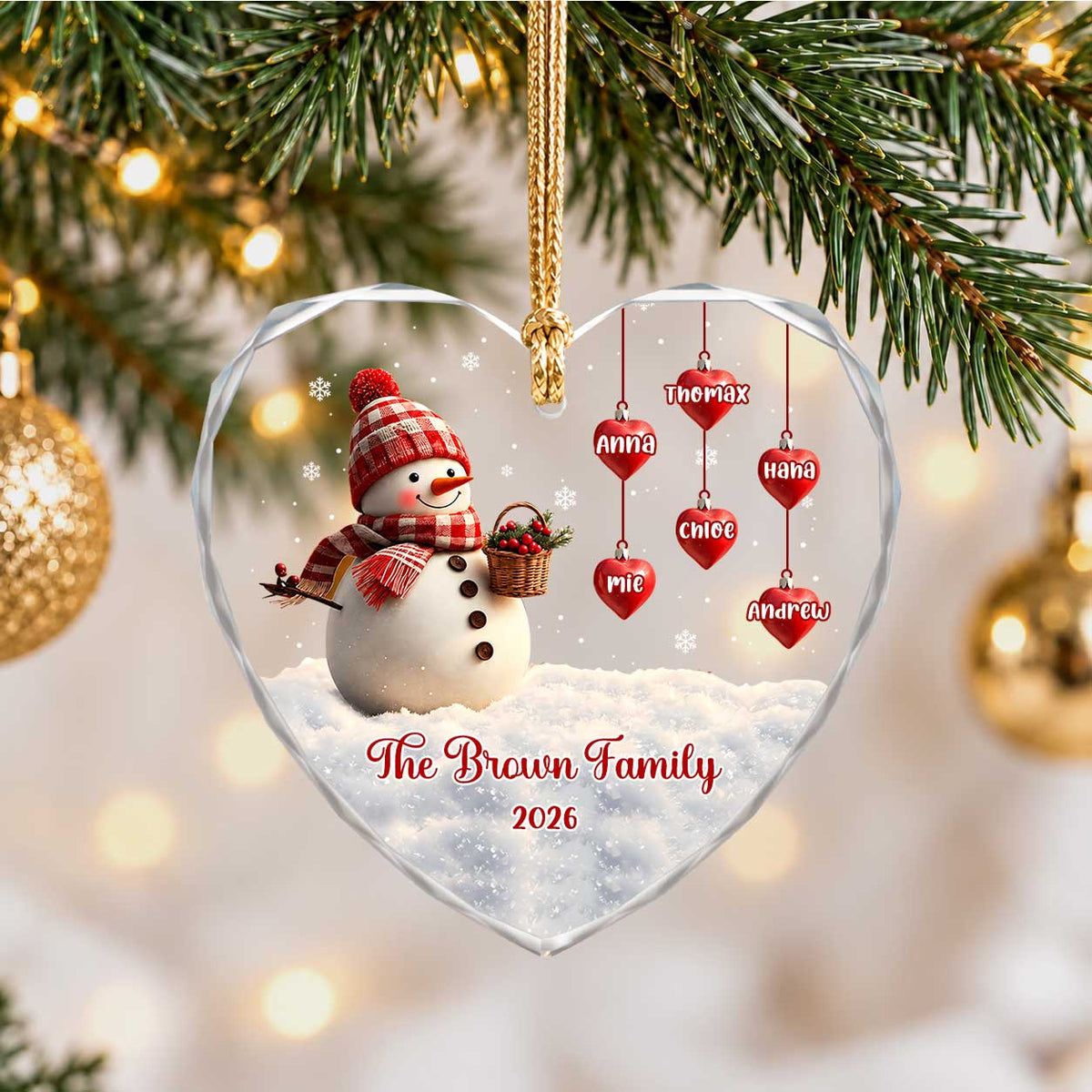 Personalized Gift Family Christmas Ornament 2026, Custom Name Glass Ornament Christmas Tree, Gift For Family