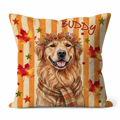 Personalized Thanksgiving Pet Pillow – Custom Pet Portrait Pillow Watercolor Art - Thanksgiving Gift for Pet Lovers