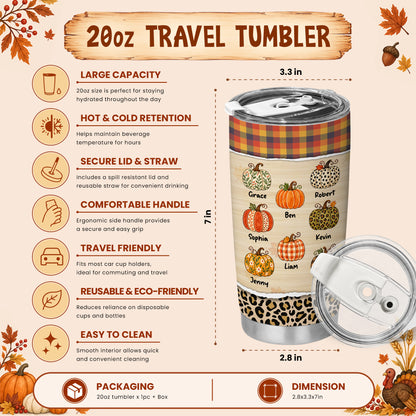 Personalized Thanksgiving Tumbler - Grandma's Little Pumpkins - Fall Gift for Grandma, Mom