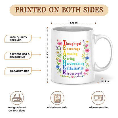 Back To School - Personalized Teacher Mug - Colorful Teacher Mug - Custom Name Mug, Teacher Appreciation Gift
