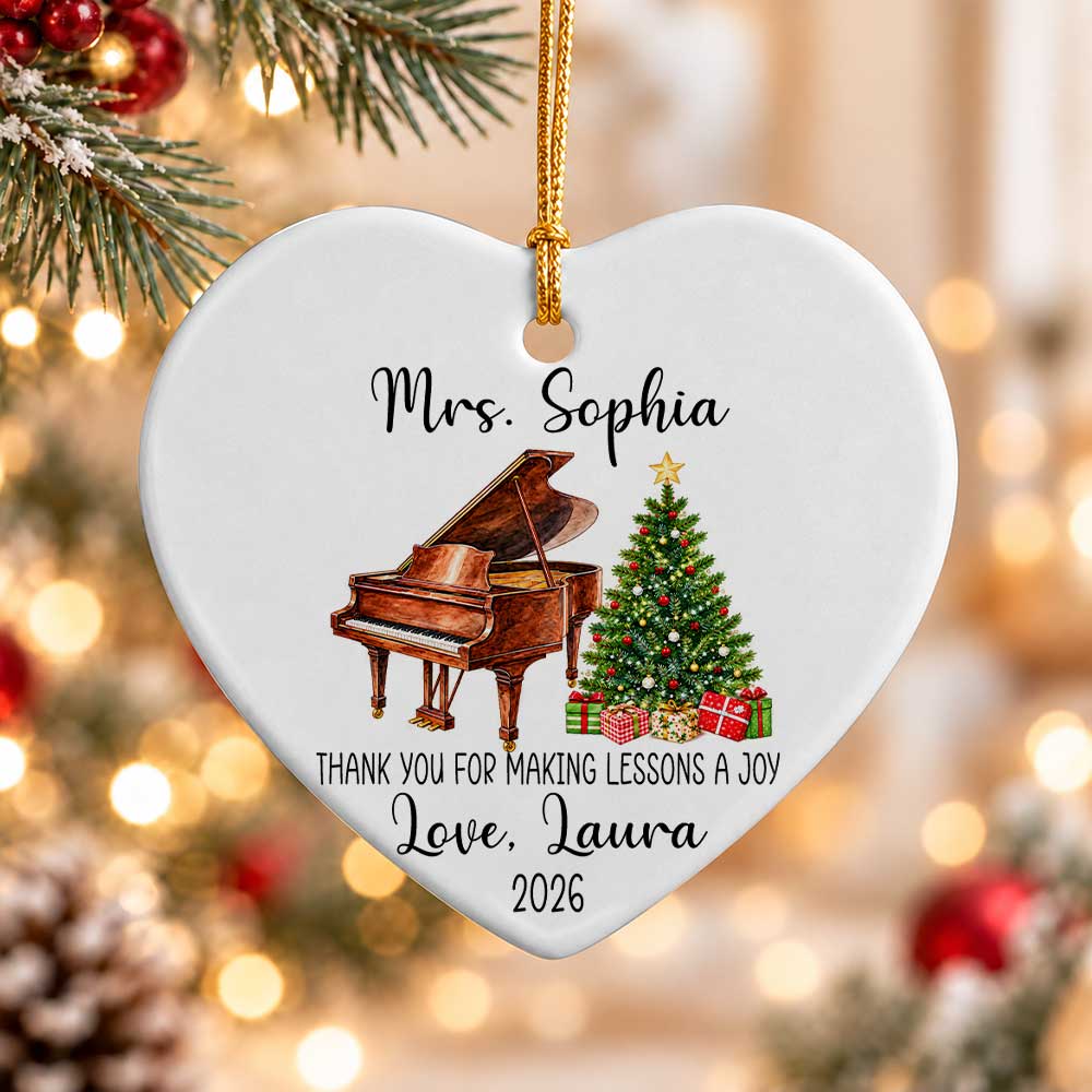Personalized Music Teacher Christmas Ornament - Custom Piano Teacher Thank You Gift - Christmas Gift 2026