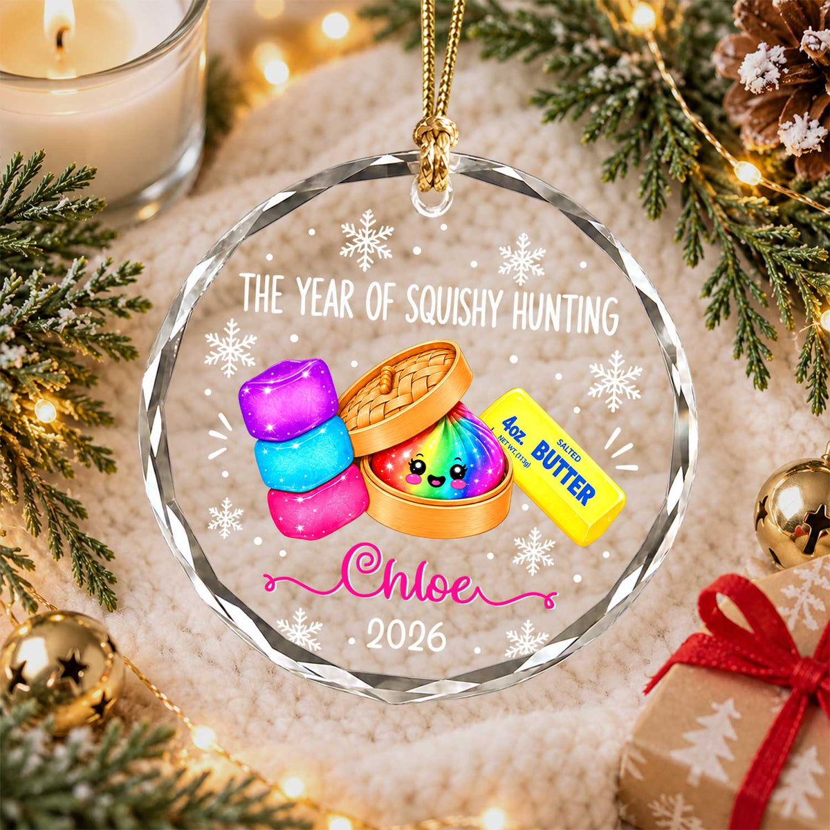 Personalized Squishies Christmas Ornament, Custom Name Year Keepsake, Christmas Gift for Kids